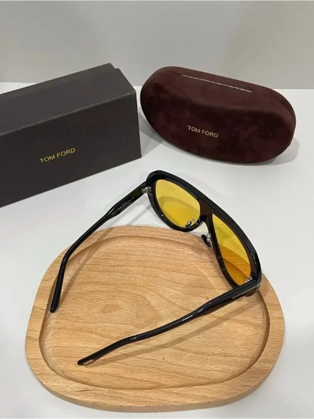 Tom Ford Black Frame Sunglasses with Yellow Lenses